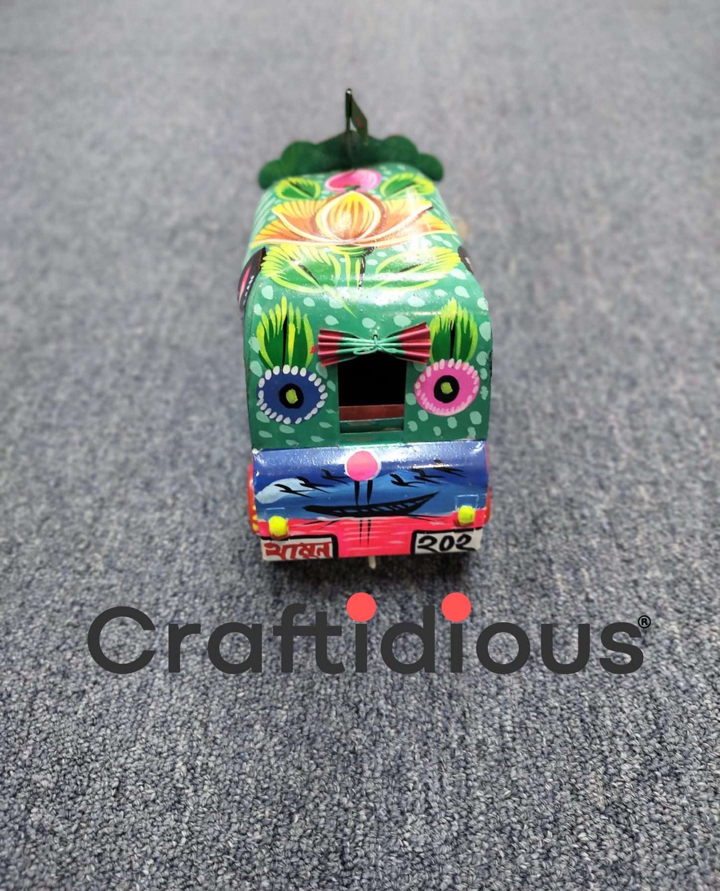 Home Decor Hand Painted Metal Handmade Baby Taxi (Auto Rickshaw) Showpiece