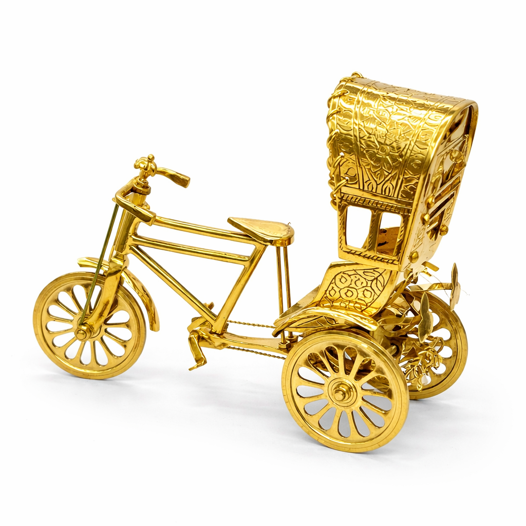 Handcrafted Golden Brass Rickshaw (Large)