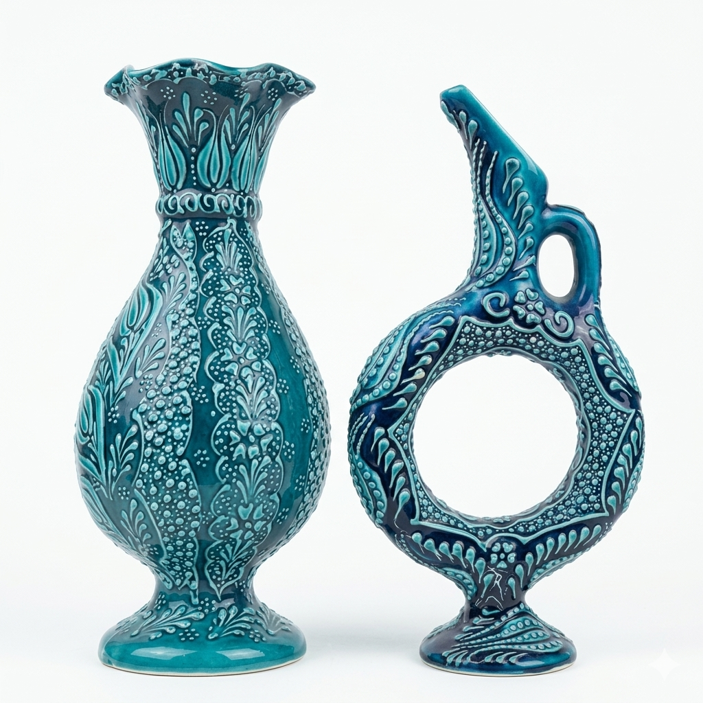 Turkish Ceramic Decorative Vase – Handcrafted Blue & Turquoise Design