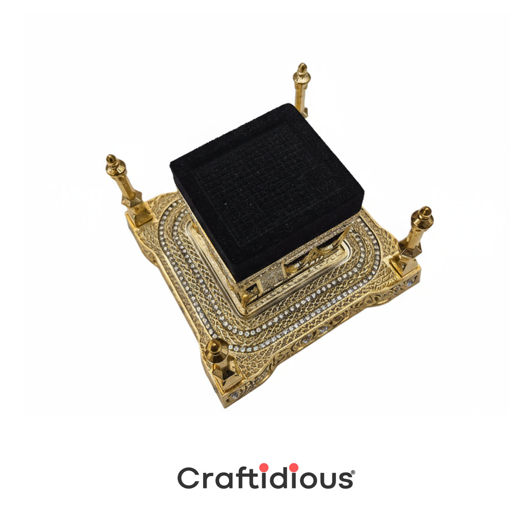 Kaaba Replica Islamic Home Decor – Gold & Black Velvet Miniature Model | Muslim Gift | Makkah Ornament | Eid, Ramadan, Hajj & Umrah Gift