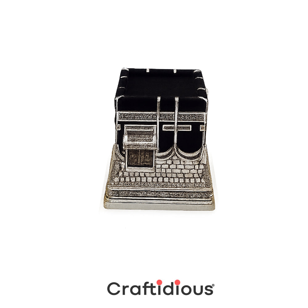 Velvet Kaaba Decorative Sculpture – Gold & Silver Islamic Home Décor | Hajj, Umrah & Eid Gift | Muslim Velvet Kaaba Model Ornament