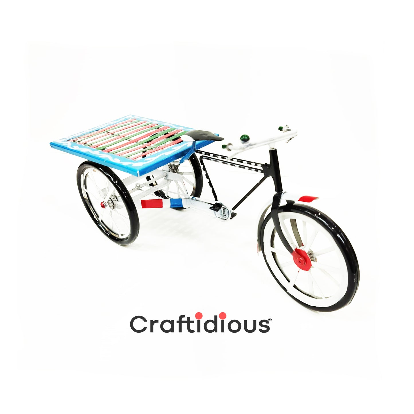 Home Decor Hand Painted Metal Handmade Rickshaw Van Showpiece/Model | Souvenir