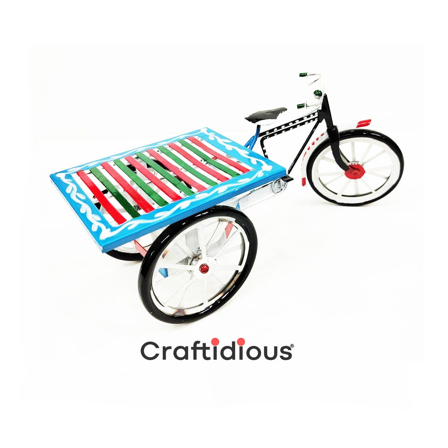 Home Decor Hand Painted Metal Handmade Rickshaw Van Showpiece/Model | Souvenir