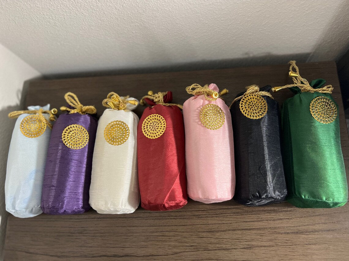 Prayer Mat with prayer beads in pouch