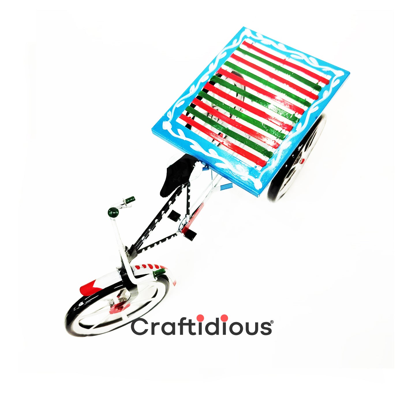 Home Decor Hand Painted Metal Handmade Rickshaw Van Showpiece/Model | Souvenir