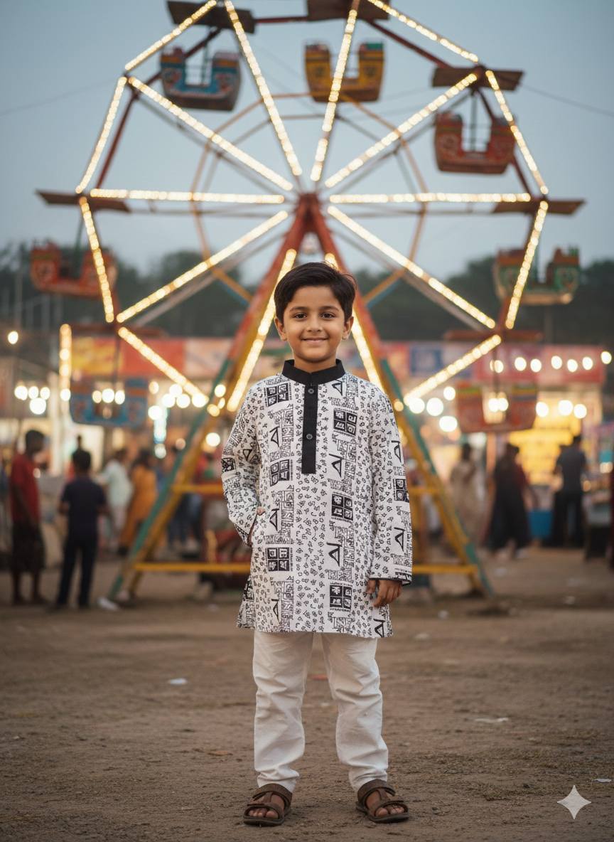 Ekushey February Panjabi | Bangla Typography Panjabi | 21 February Outfit | Language Martyrs Day Panjabi | Black & White Printed Panjabi