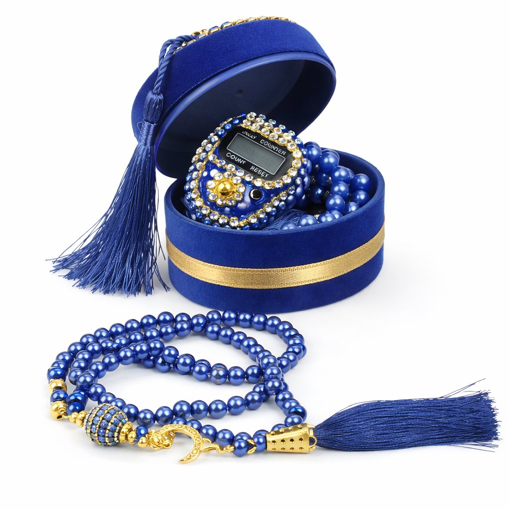 Velvet Tasbih Gift Set with Digital Counter Ring