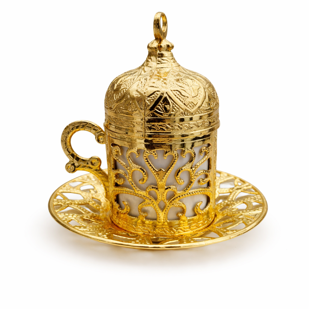 Turkish Luxury 4-Piece Coffee Cup Set with Tray & Sugar Bowl
