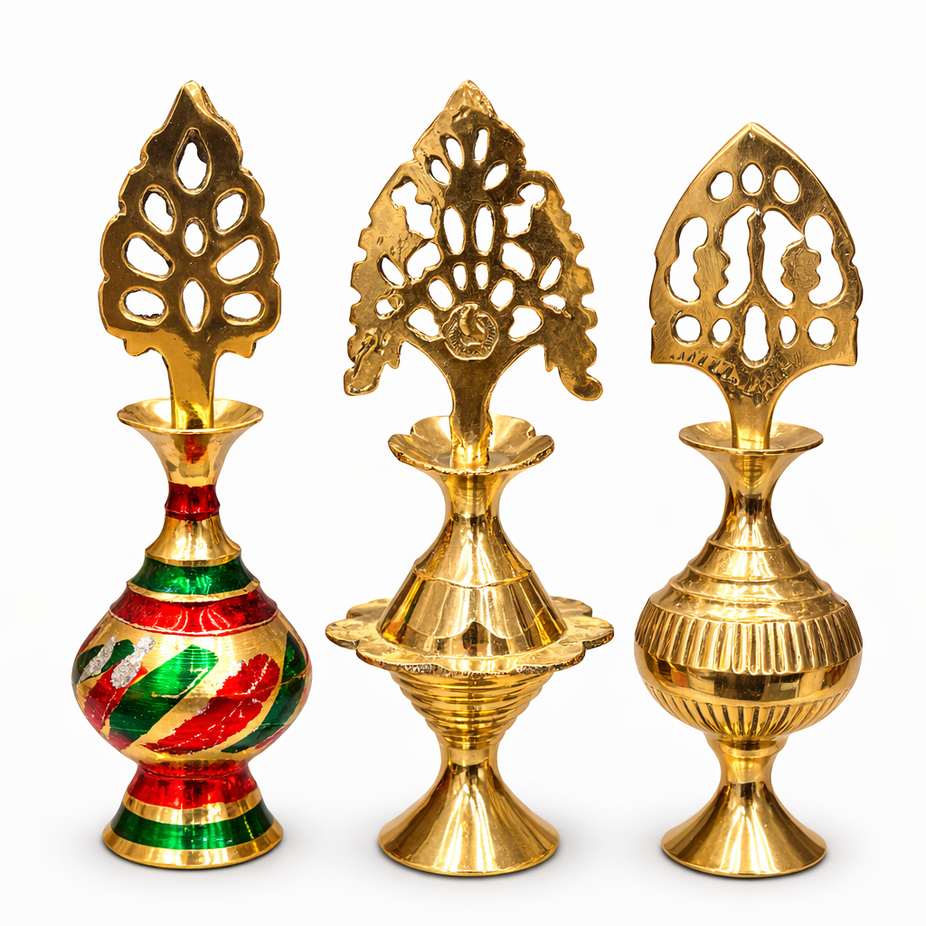 Handcrafted Brass Surma Dani (সুরমা দানি) Set – Traditional Kohl Container
