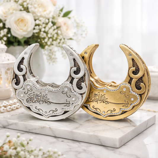 Islamic Crescent Moon Table Decor – Bismillah Calligraphy