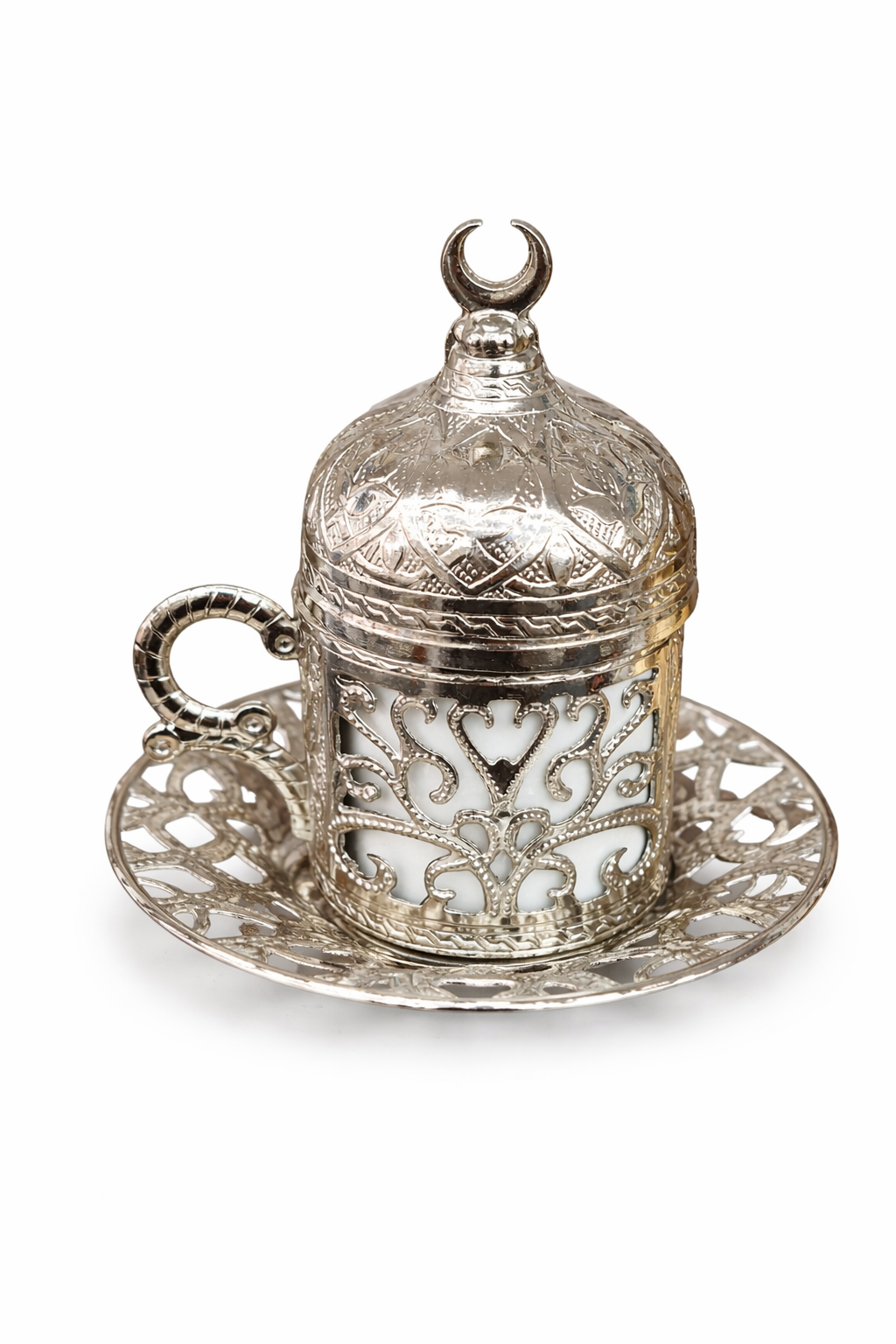 Turkish Luxury 4-Piece Coffee Cup Set with Tray & Sugar Bowl
