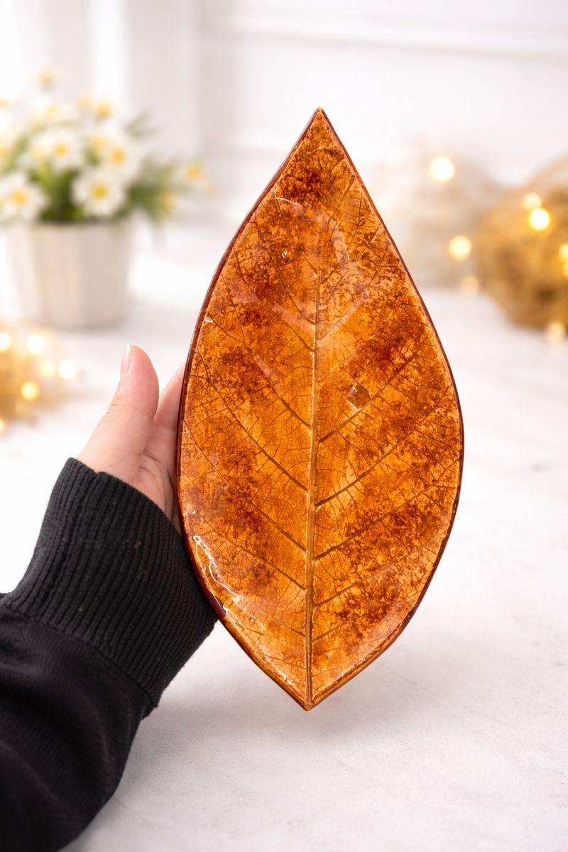 Autumn Leaf Ceramic Teacup and Saucer Set