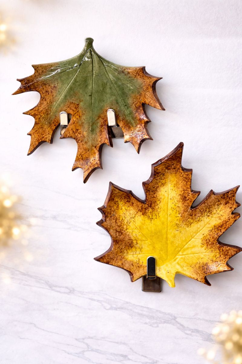 Autumn Leaf Ceramic Teacup and Saucer Set