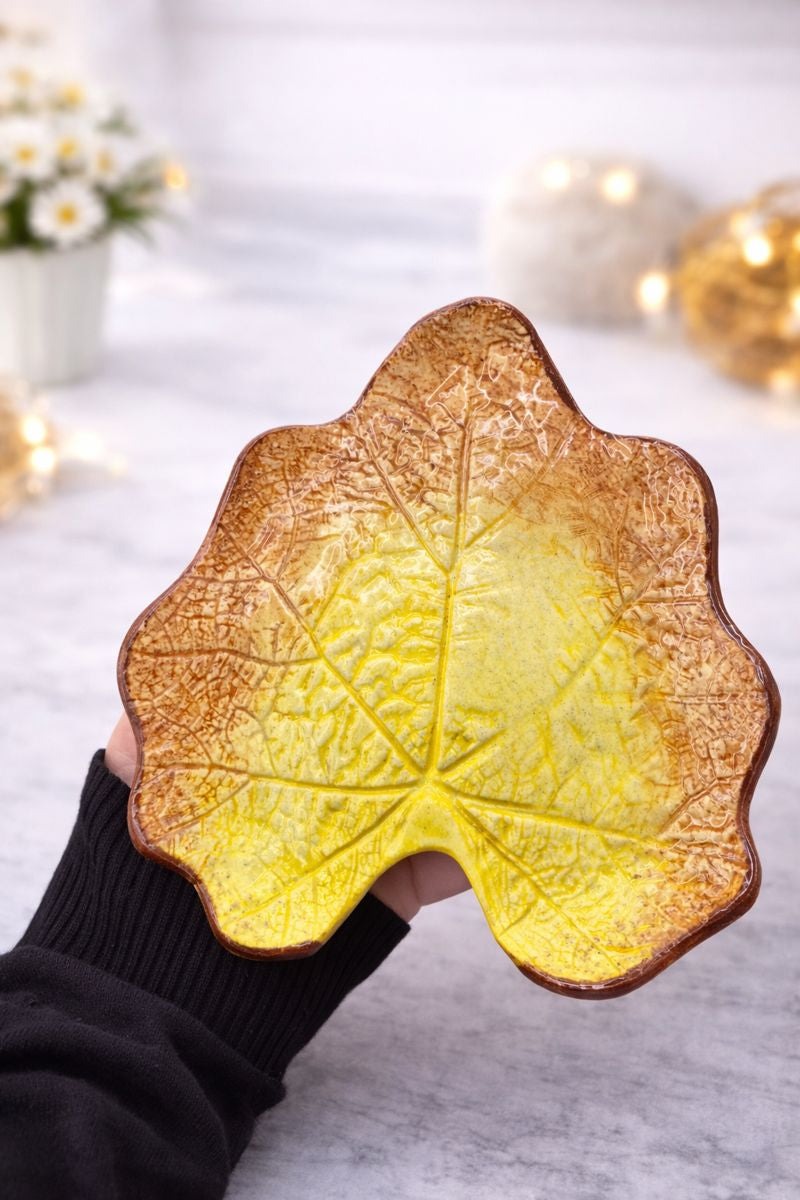 Autumn Leaf Ceramic Teacup and Saucer Set