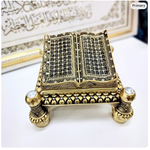 Islamic Table Decor Quran Open Book Esmaul Husna