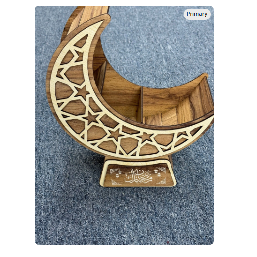 Moon Shaped Trays - Ramadan Metal Serving Dishes for Eid Mubarak, Islam Muslim Eid Al-Fitr Iftar Party Table Decoration Ornament