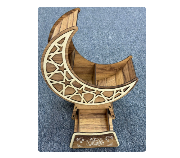 Moon Shaped Trays - Ramadan Metal Serving Dishes for Eid Mubarak, Islam Muslim Eid Al-Fitr Iftar Party Table Decoration Ornament